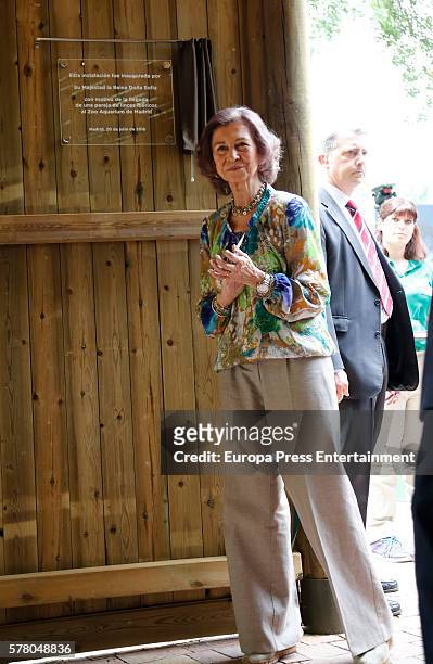 Queen Sofia attends the opening of the new facilities for iberian lynx at Zoo Aquarium on July 20, 2016 in Madrid, Spain.