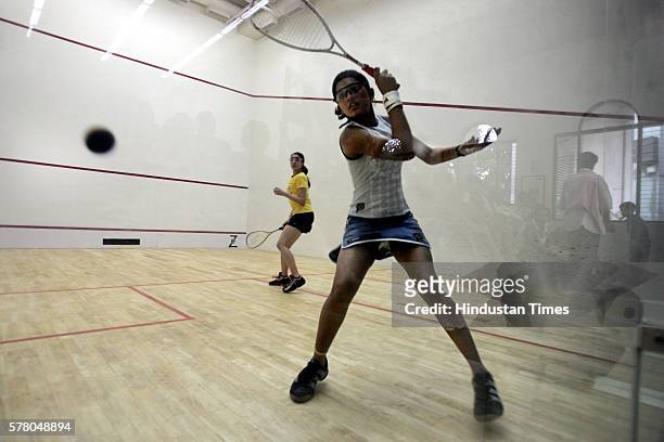 Squash player Deepika Pallikal during her match at CCI on Friday.