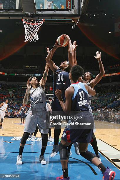 Markeisha Gatling of the Atlanta Dream shoots the ball against the Minnesota Lynx on July 20, 2016 at Target Center in Minneapolis, Minnesota. NOTE...