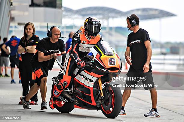 Stefan Bradl of NGM Forward Racing in action during the first day of the second official MotoGP testing session held at Sepang International Circuit...