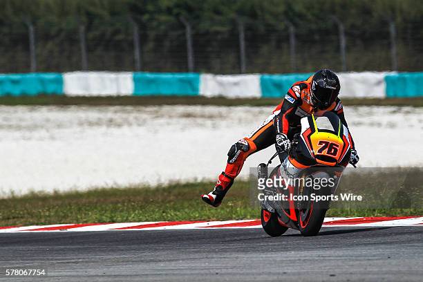 Loriz Baz of NGM Forward Racing in action during the first day of the second official MotoGP testing session held at Sepang International Circuit in...