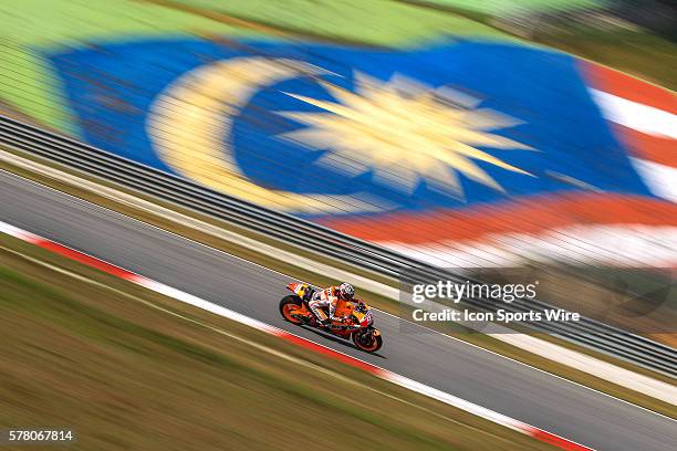 Marc Marquez of Repsol Honda Team in action during the first day of the second official MotoGP testing session held at Sepang International Circuit...