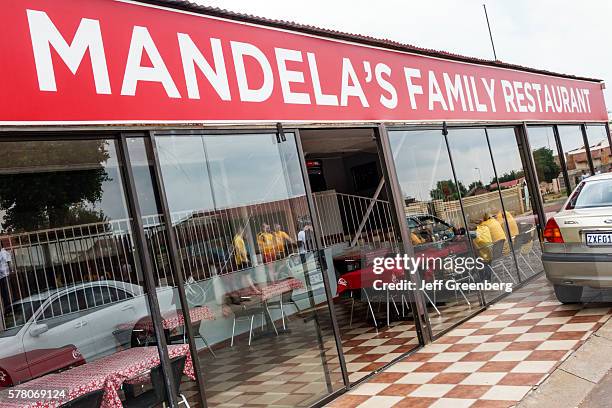 South Africa Johannesburg Soweto Vilakazi Street Precinct Mandela's Family Restaurant front entrance.