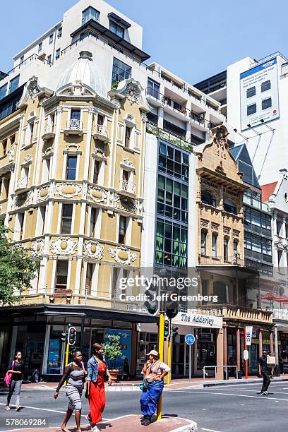 South Africa, Cape Town, City Centre, Adderley Street skyline and pedestrians.