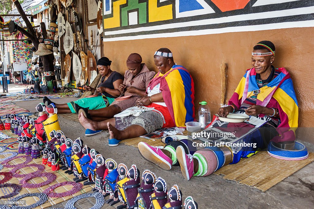 Lesedi Lodge & Cultural Village, woman making beads native traditional clothing