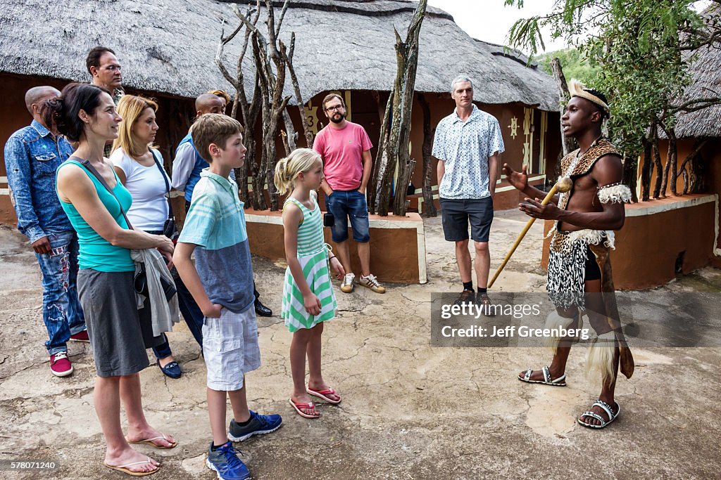 Lesedi Lodge & Cultural Village, man traditional clothing explaining