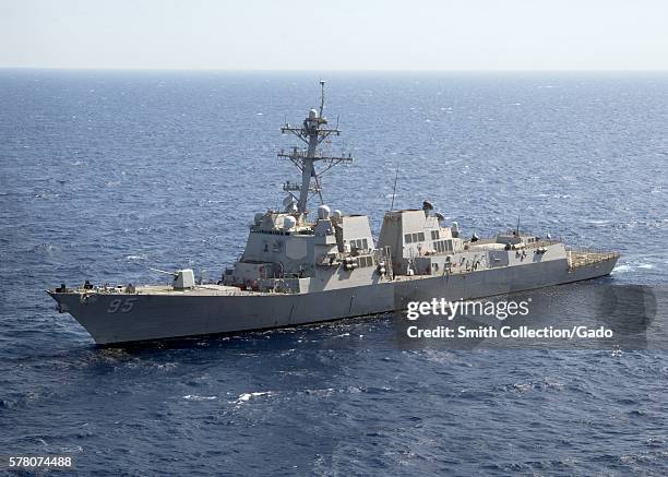 The guided-missile destroyer USS James E Williams DDG 95 transits the Red Sea, Red Sea, 2012. Image courtesy Mass Communication Specialist 3rd Class...