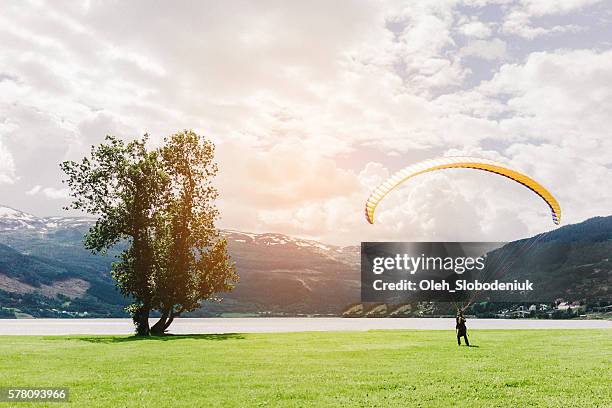 paragliding - voss stock pictures, royalty-free photos & images