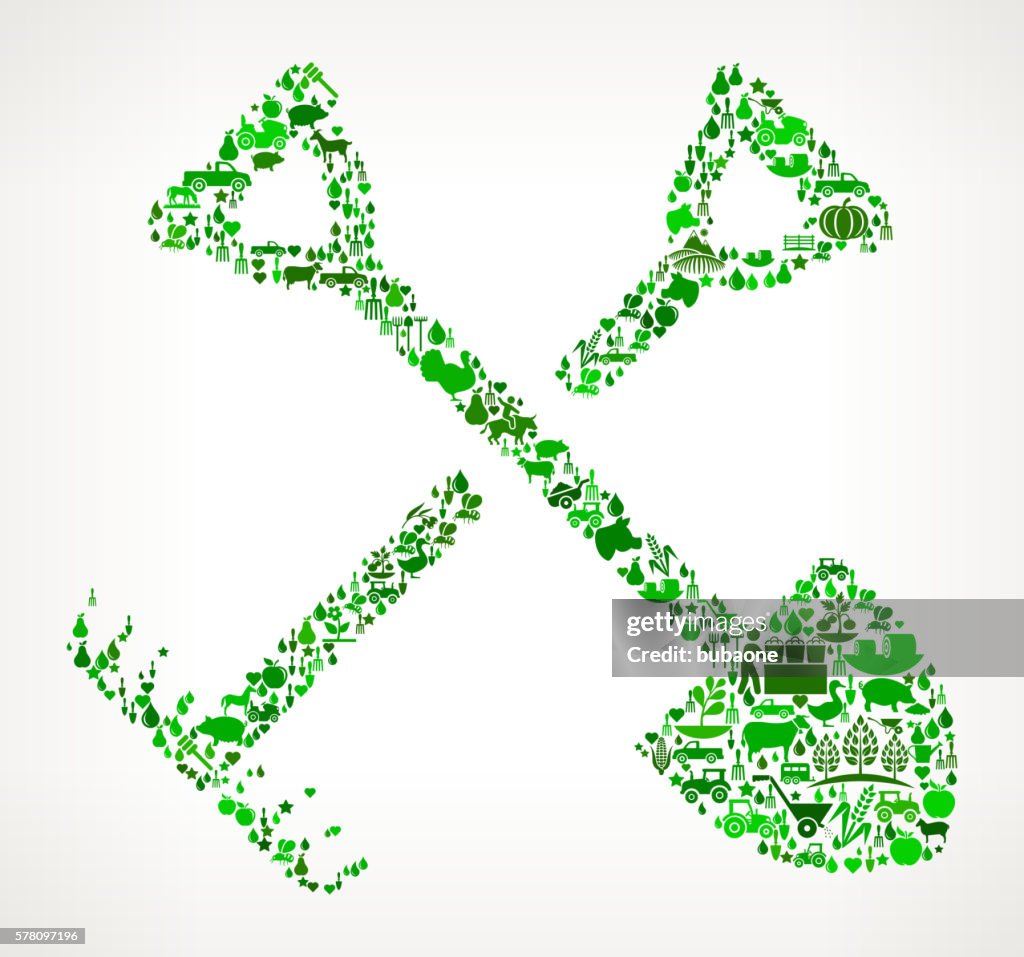 Gardening Tools Farming and Agriculture Green Icon Pattern