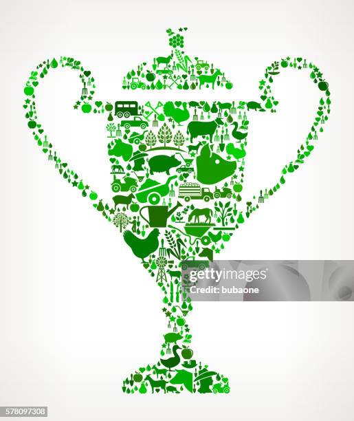 illustrations, cliparts, dessins animés et icônes de trophée agriculture et agriculture modèle d’icône verte - champion organics