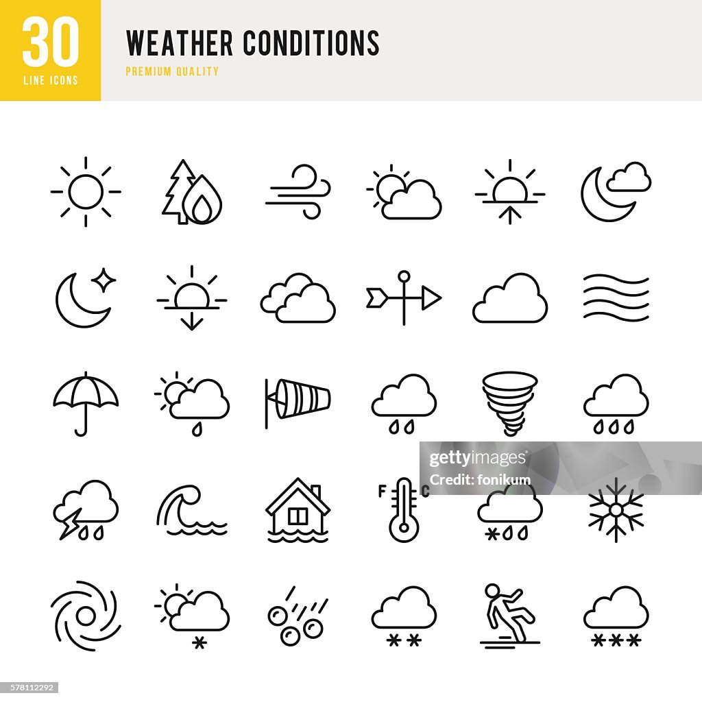 Weather - Thin Line Icon Set