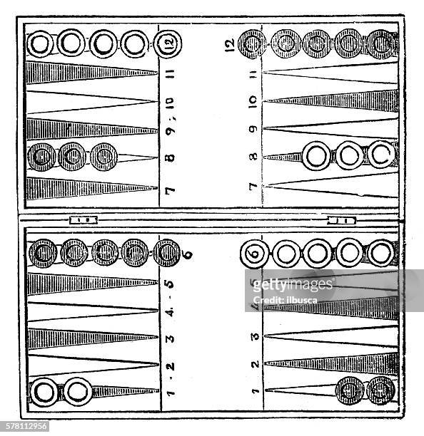 antique illustration of sports and leisure games: backgammon - backgammon 幅插畫檔、美工圖案、卡通及圖標