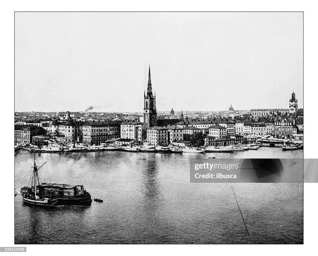 Antique photograph of Gamla Stan-Stockholm (Sweden) -19th century