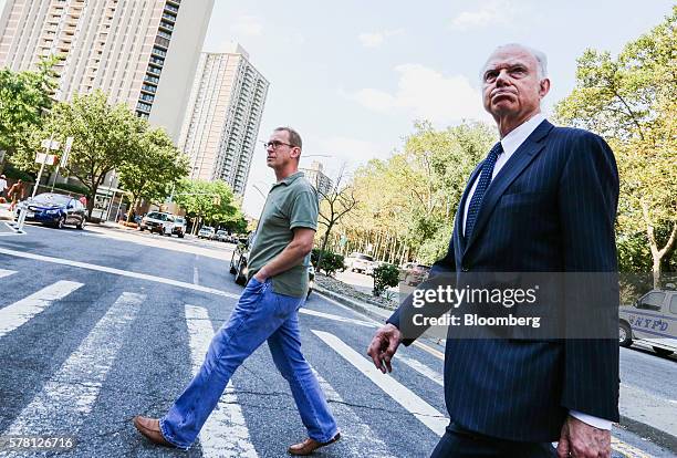 Mark Johnson, global head of foreign exchange cash trading in London HSBC Holdings Plc, left, leaves federal district court in the Brooklyn borough...