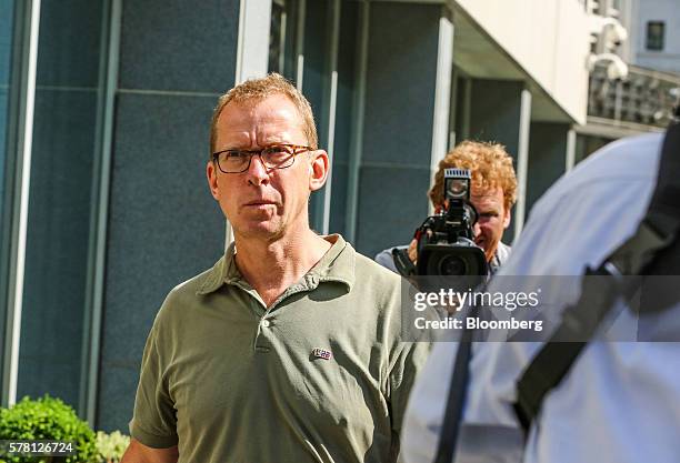 Mark Johnson, global head of foreign exchange cash trading in London HSBC Holdings Plc, leaves federal district court in the Brooklyn borough of New...