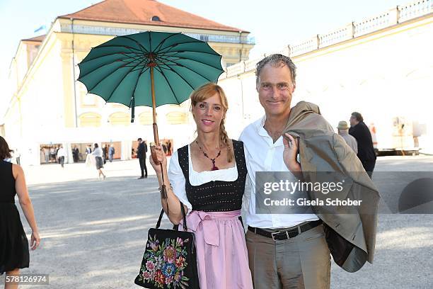 Carin C. Tietze and her husband Florian Richter during the Summer Reception of the Bavarian State Parliament at Schleissheim Palace on July 19, 2016...