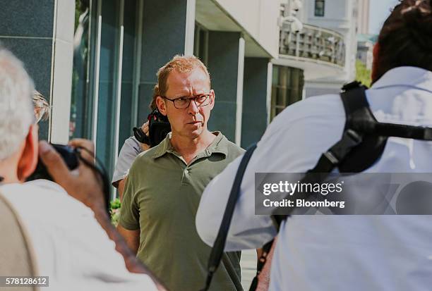 Mark Johnson, global head of foreign exchange cash trading in London HSBC Holdings Plc, leaves federal district court in the Brooklyn borough of New...