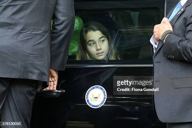 Vice-President Joe Biden's grand daughter Natalie Biden arrives at Government House on July 21, 2016 in Auckland, New Zealand. Biden is visiting New...