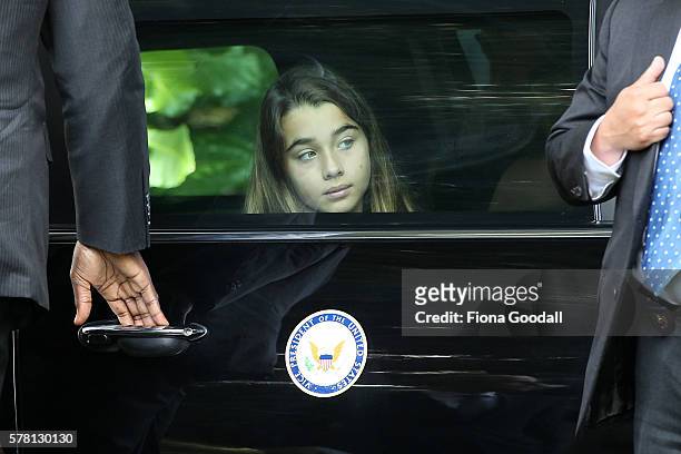 Vice-President Joe Biden's grand daughter Natalie Biden arrives at Government House on July 21, 2016 in Auckland, New Zealand. Biden is visiting New...