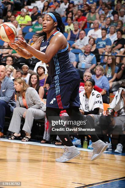 Markeisha Gatling of the Atlanta Dream passes the ball against the Minnesota Lynx on July 20, 2016 at Target Center in Minneapolis, Minnesota. NOTE...