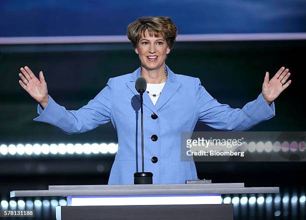 Former NASA Astronaut Eileen Collins speaks during the Republican National Convention in Cleveland, Ohio, U.S., on Wednesday, July 20, 2016. Donald...
