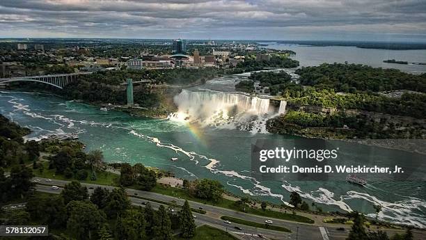 aerial view of niagara falls american side - niagara falls city new york state foto e immagini stock