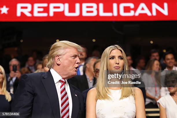Republican presidential candidate Donald Trump and Ivanka Trump speak during the third day of the Republican National Convention on July 20, 2016 at...