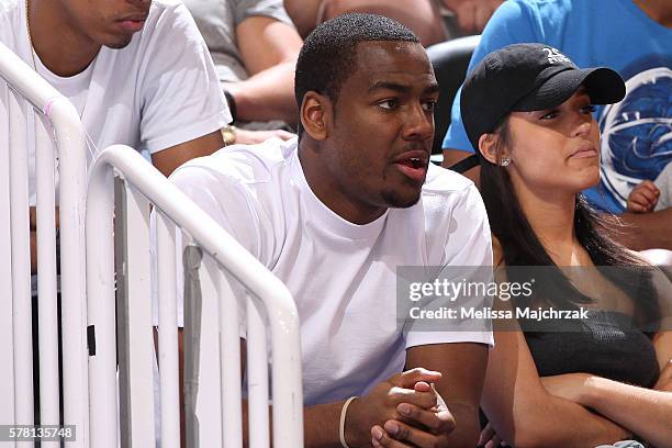 Alec Burks of the Utah Jazz is seen during the game between the Utah Jazz and the San Antonio Spurs during the 2016 Utah Summer League at...