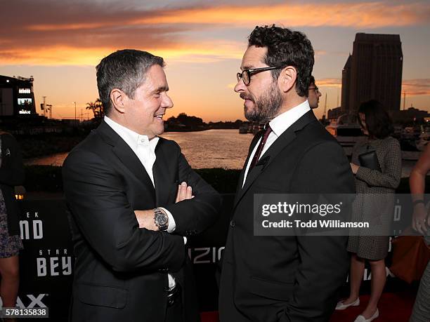 Chairman and CEO of Paramount Pictures Brad Grey and producer J.J. Abrams attend the premiere of Paramount Pictures' "Star Trek Beyond" at...