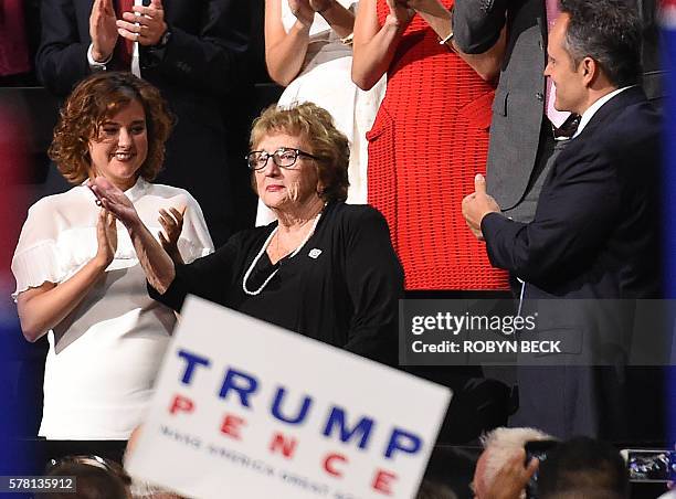 Nancy Pence-Fritsch , mother of 2016 Republican Vice Presidential Nominee Mike Pence gestures during the Republican National Convention at the...