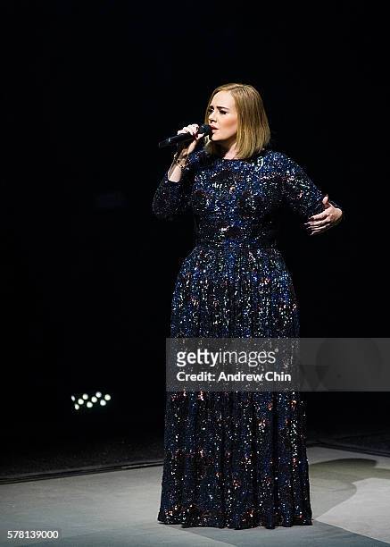 Singer-songwriter Adele performs onstage during her North American Tour at Pepsi Live at Rogers Arena on July 20, 2016 in Vancouver, Canada.