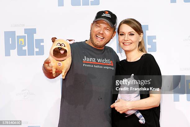 German comedian Mario Barth and german comedian Martina Hill attend the premiere of the film 'PETS' at CineStar on July 20, 2016 in Berlin, Germany.