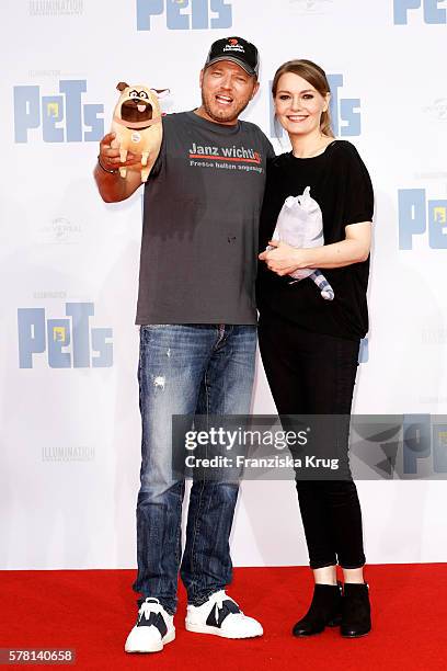 German comedian Mario Barth and german comedian Martina Hill attend the premiere of the film 'PETS' at CineStar on July 20, 2016 in Berlin, Germany.