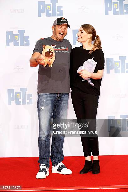 German comedian Mario Barth and german comedian Martina Hill attend the premiere of the film 'PETS' at CineStar on July 20, 2016 in Berlin, Germany.