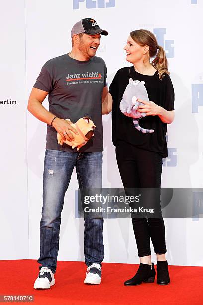 German comedian Mario Barth, and german comedian Martina Hill attend the premiere of the film 'PETS' at CineStar on July 20, 2016 in Berlin, Germany.