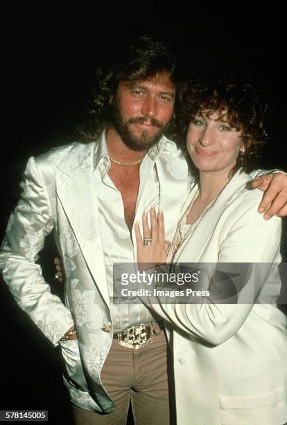Barry Gibb of the Bee Gees and Barbra Streisand circa 1981 in New York City.