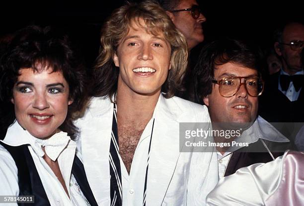 Stockard Channing, Andy Gibb and Allan Carr circa 1980 in New York City.