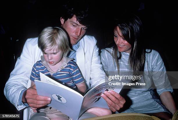 Christopher Reeve, son Matthew Reeve and Gae Exton circa 1983 in New York City.
