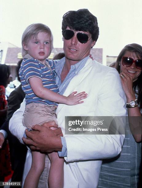 Christopher Reeve, son Matthew Reeve and Gae Exton circa 1983 in New York City.