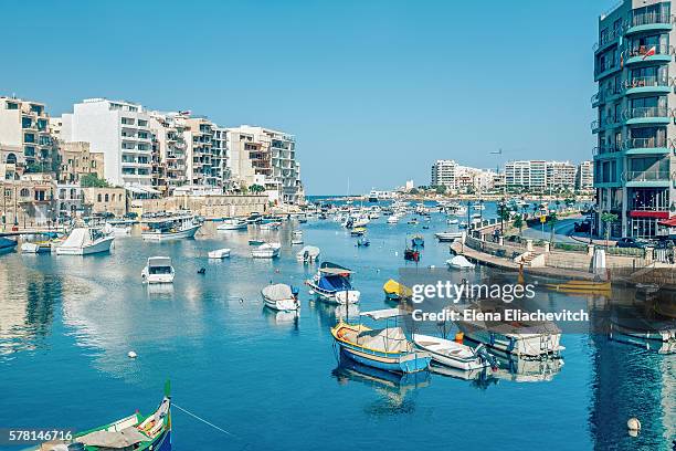 spinola bay, saint julian's, malta - st julians bay stock pictures, royalty-free photos & images
