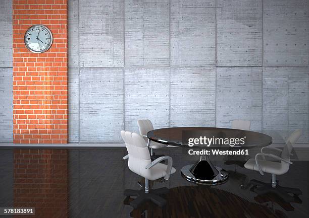 3d illustration conference table with chairs - business meeting stock illustrations