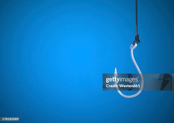 illustration, fishhook,blue background - rod stock-grafiken, -clipart, -cartoons und -symbole