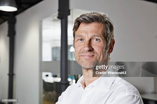 portrait of a confident businessman in office - guy stubble stock-fotos und bilder