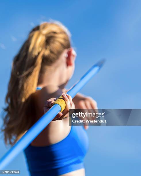 athlete throwing javeline - track and field event stock pictures, royalty-free photos & images