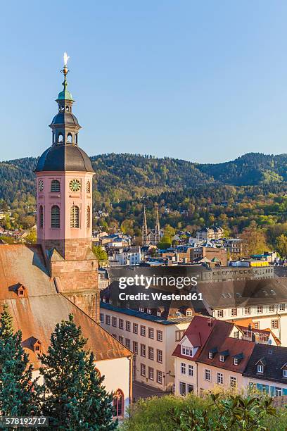 germany, baden-wuerttemberg, baden-baden, cityscape with collegiate church - baden baden - fotografias e filmes do acervo