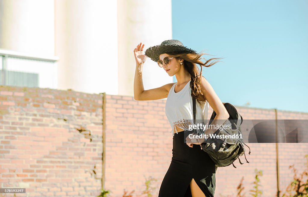 Young woman wearing boho style