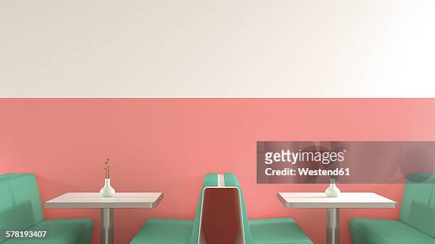 interior of american diner, 3d rendering - indoors stock illustrations