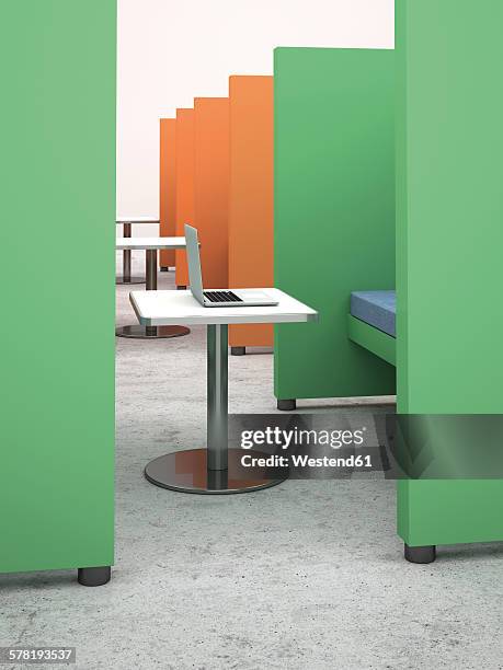 workspaces with partition walls in office, 3d rendering - paravant stock-grafiken, -clipart, -cartoons und -symbole