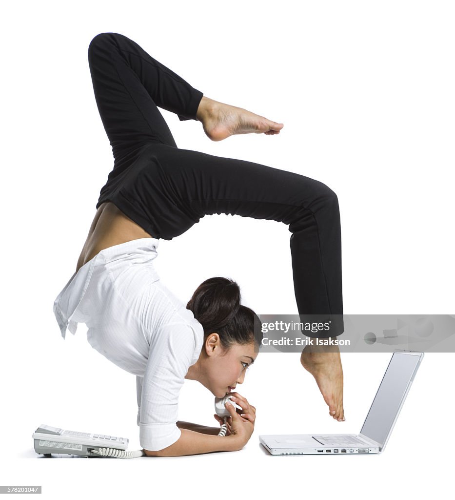 Female contortionist businesswoman