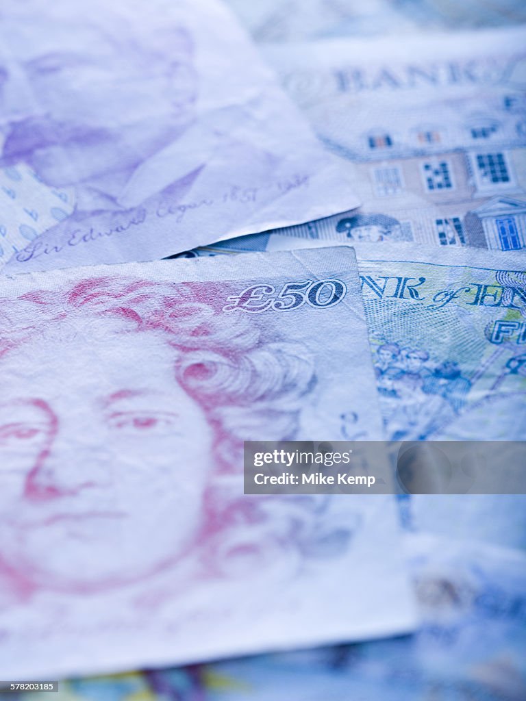 Close-up of British pounds